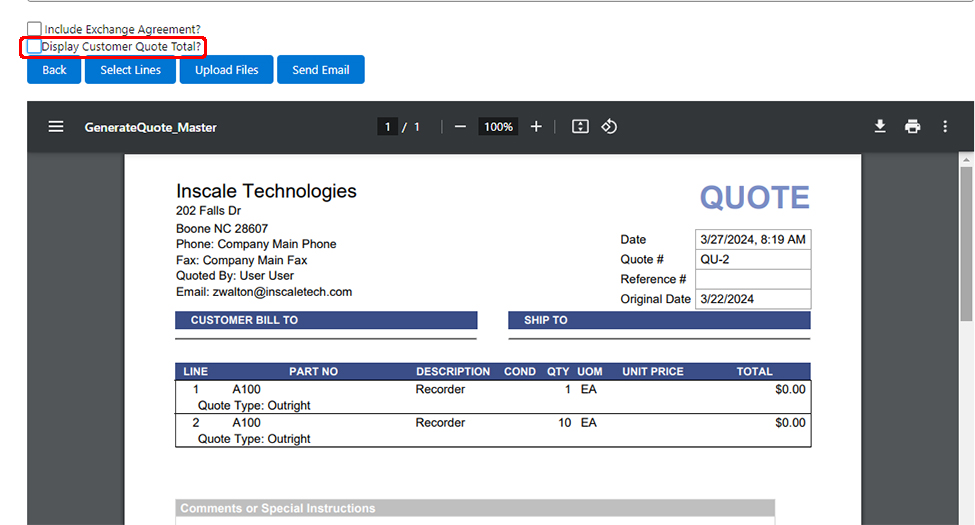 Working with Customer Quotes