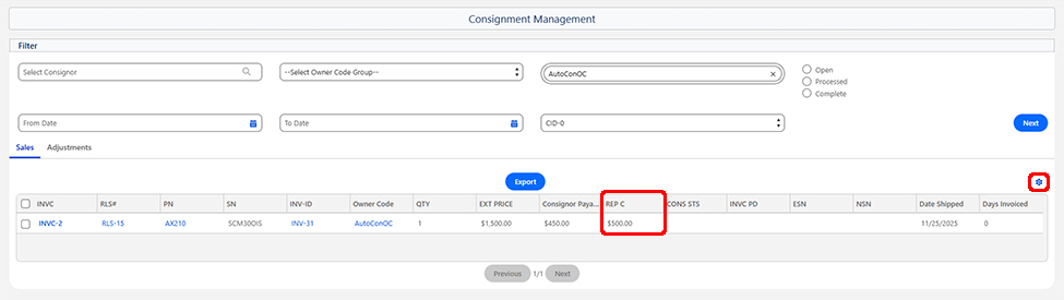 Working with Consignments