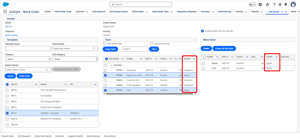 Work Order Builder